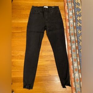 FRAME jeans Le Skinny de Jeanne Brisbane Chew (black) jeans, size 27, chewed hem